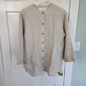 Npl Linen Yvoire Relaxed Shirt Natural/White Gingham M